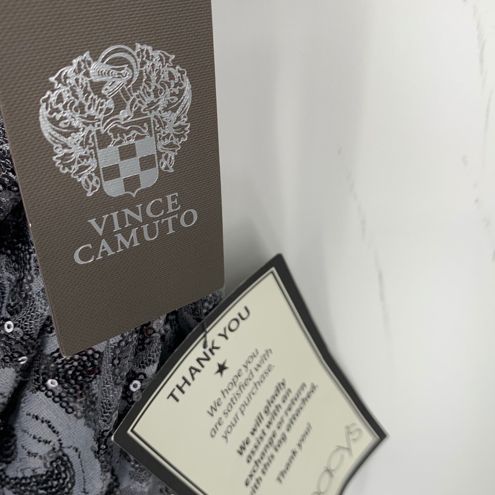 Vince Camuto 12 Gray Sequin Floral Cowl Neck Maxi Dress Evening - Picture 8 of 9
